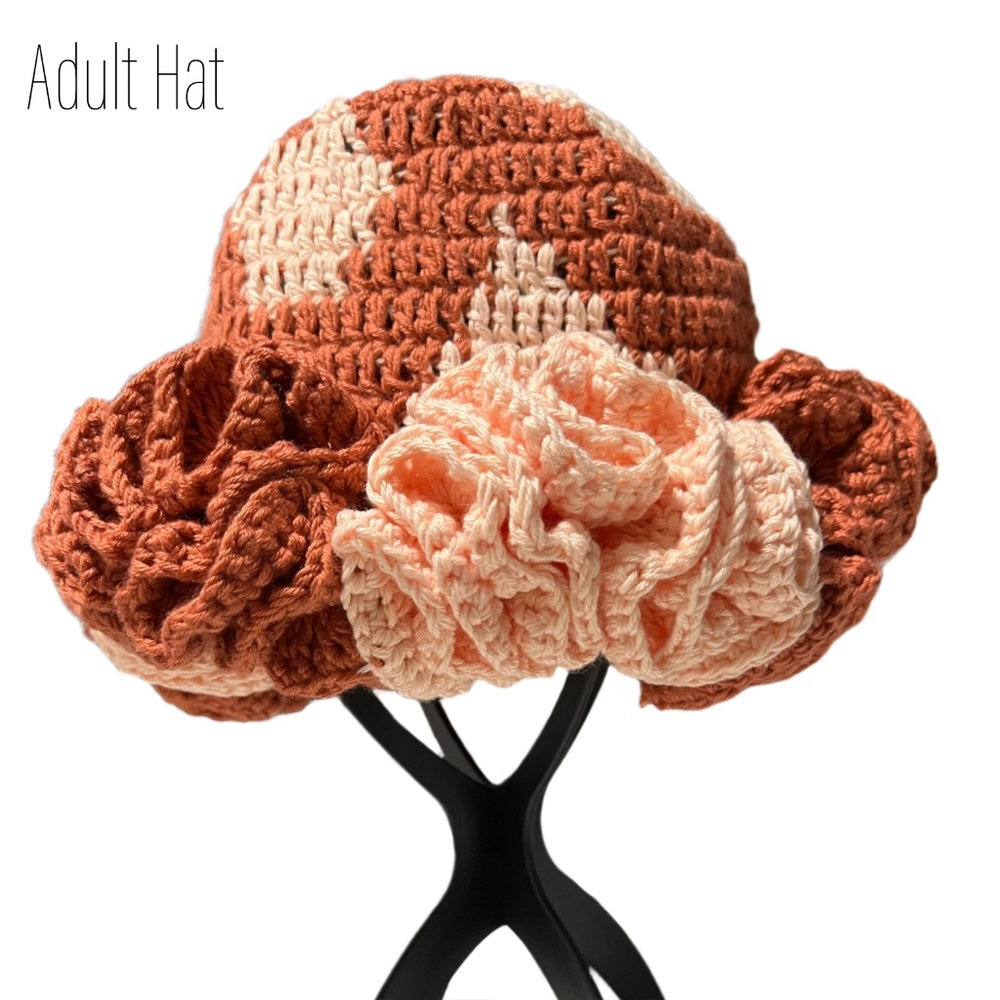ThreadsByHannah Handmade Mommy and Me Hats Ruffle Set - Picture 12 of 14
